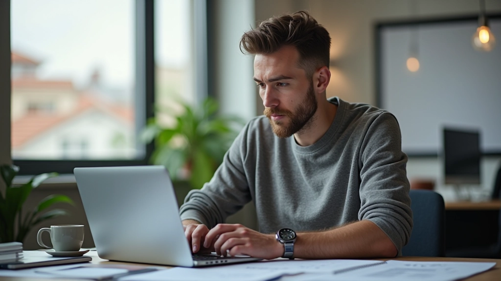 Designer profissional trabalhando em prototipagem de landing page, mostrando wireframes e estrutura de conteúdo na tela