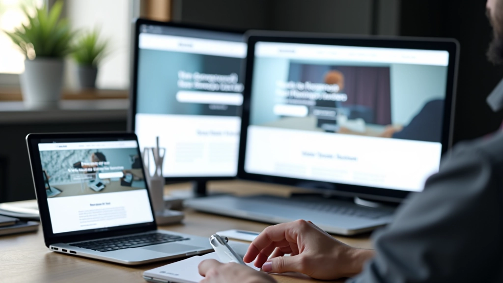 Tela de computador mostrando diferentes resoluções e layouts responsivos de uma página web